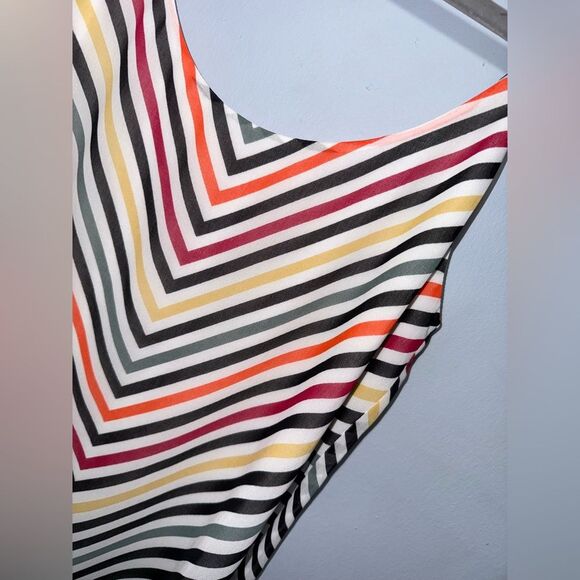 Cabi #5043 Linea Multicolor Rainbow Striped Chiffon Tank Top Blouse Small EUC - Picture 3 of 8